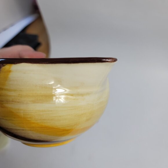 Metlox Poppytrail Vernon Kilns Organdie Sauce Bowl Gravy Boat Brown Yellow Plaid - Picture 8 of 13